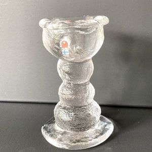 Vintage Pertti Santalahti Humppila Clear Glass Candle Holder